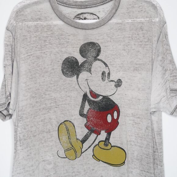 Disney Womens Mickey Mouse T-Shirt Large Gray Scoop Neck Burnout Disneycore - Picture 5 of 6